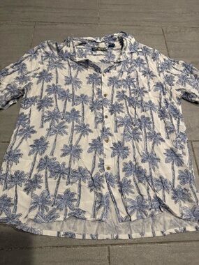 Men's Hawaiian Palm Trees Beach Cruise Summer Short Sleeve Button Down Shirt 2XL